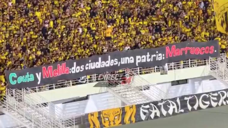 La afición marroquí vuelve a desafiar a España con Ceuta y Melilla: «Dos ciudades, una patria: Marruecos»