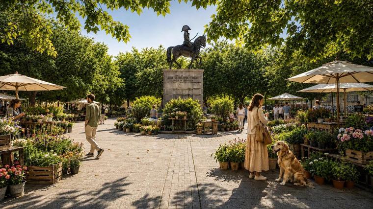 Zaragoza estrena 'El jardín del Gancho', el nuevo mercado mensual de flores y mascotas